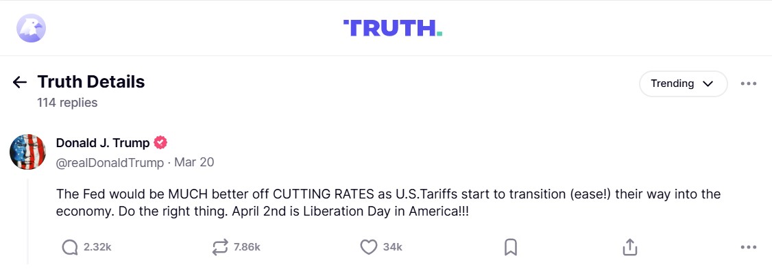 liberation Day Trump's Truth Social post