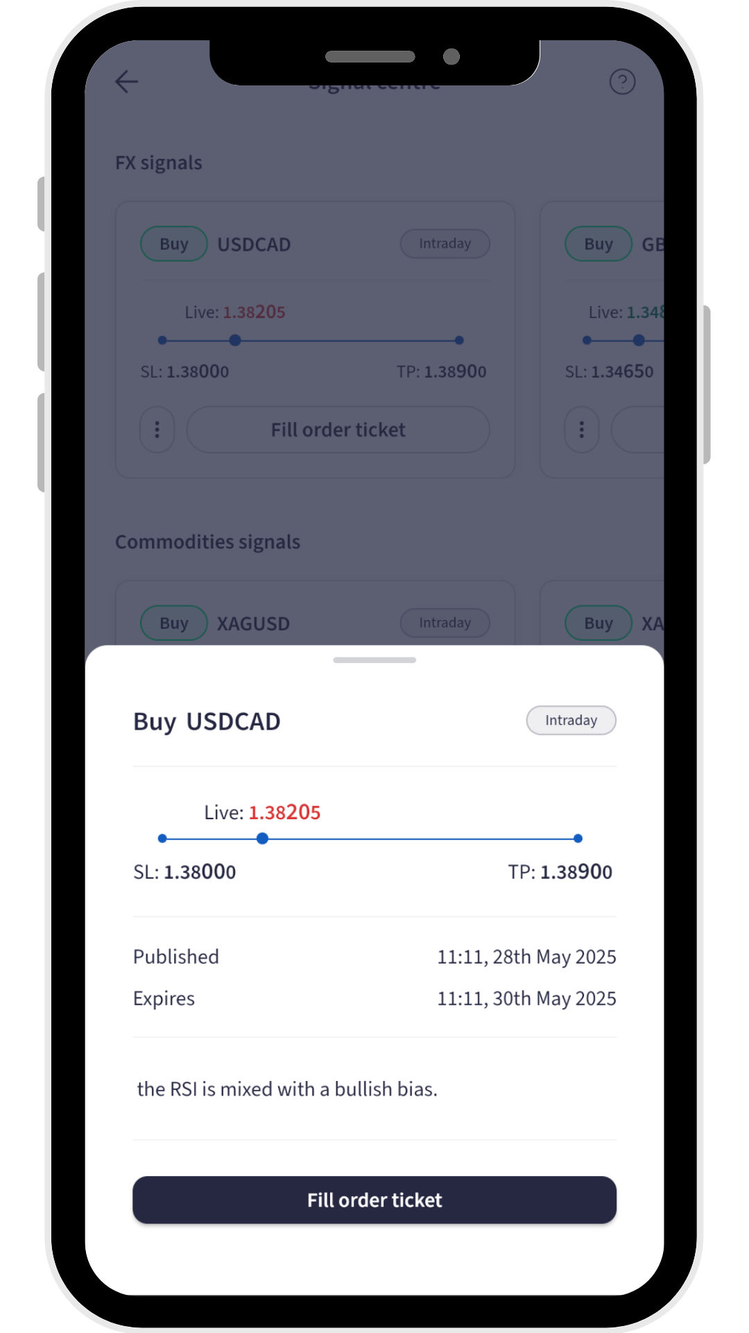 trading signal fill order