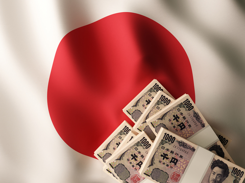 Yen and flag 